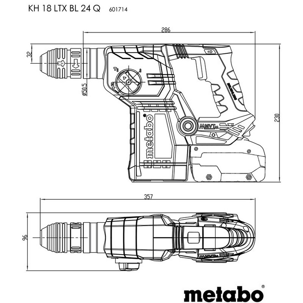 Metabo Akku Kombihammer KH 18 LTX BL 24 Q CAS + Bohrer- Meißelset + Sportbeutel Metabo Akku Kombihammer KH 18 LTX BL 24 Q CAS + Bohrer- Meißelset + Sportbeutel