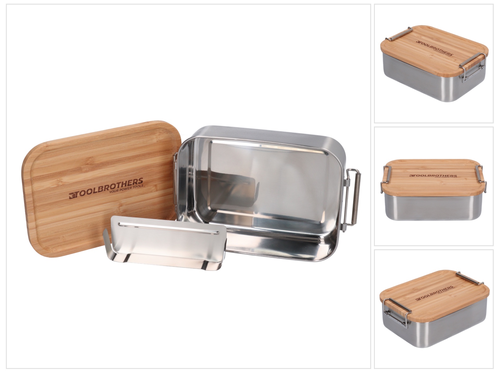 Toolbrothers Fan Edelstahl Brotdose mit Bambus Deckel 1200 ml, Lunchbox für Erwachsene und Kinder, Brotzeit