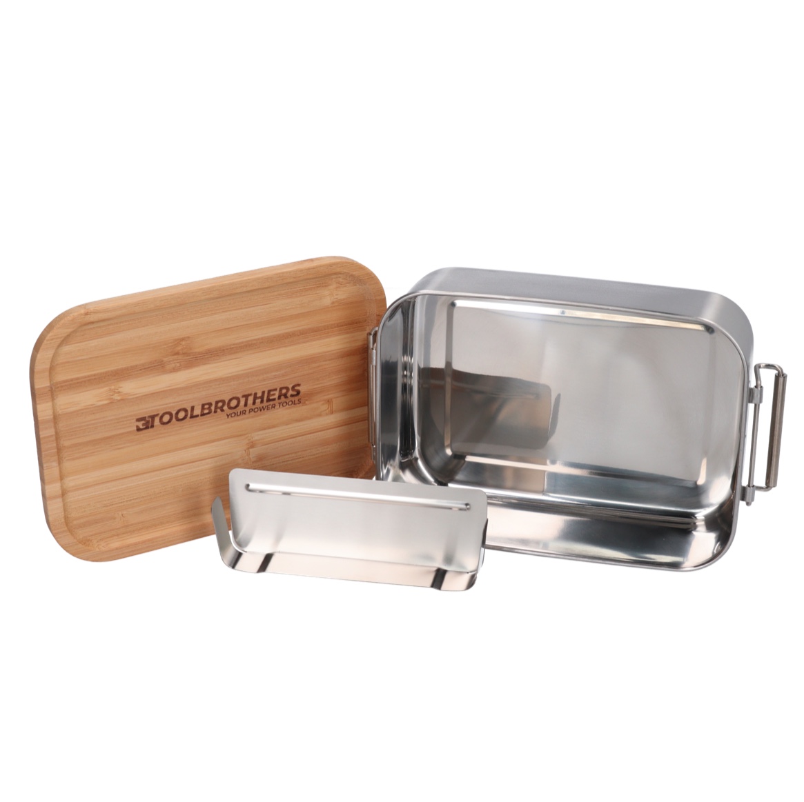 Toolbrothers Fan Edelstahl Brotdose mit Bambus Deckel 1200 ml, Lunchbox für Erwachsene und Kinder, Brotzeit