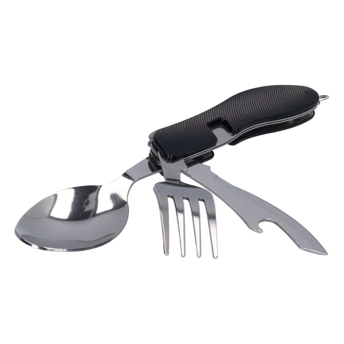 Toolbrothers 4 in 1 Multifunktions - Besteck Set in schwarz aus Löffel, Messer, Gabel