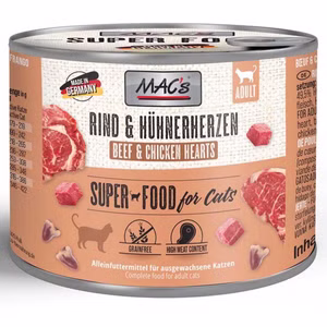 MACs Cat Rind und Hühnerherzen für Katzen 200g