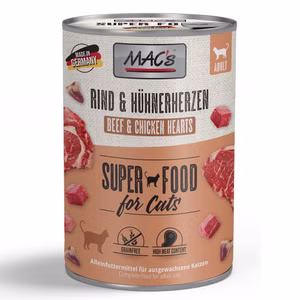 MACs Cat Rind und Hühnerherzen für Katzen 6x400g