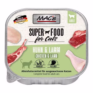 MACs Cat Schale Huhn Lamm Nassfutter für Katzen 16x100g
