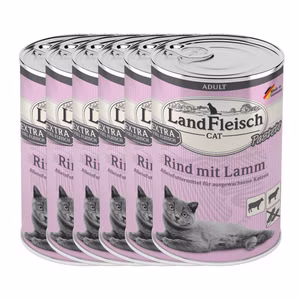 LandFleisch Cat Adult Pastete mit Rind Lamm 6x400g