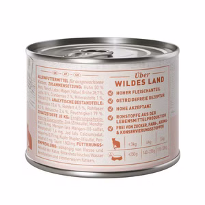Wildes Land Huhn und Lachs getreidefrei für Katzen 6x200g MHD 5/26