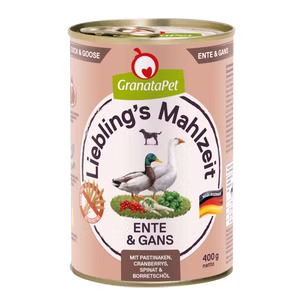 GranataPet Lieblings Mahlzeit Ente Gans für Hunde 12x400g