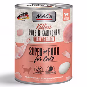 MACs Cat Kitten Pute Kaninchen für junge Katzen 6x800g