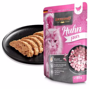 Leonardo Huhn pur Pouchbeutel für Katzen 85g