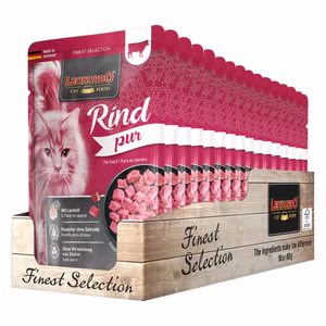 Leonardo Rind pur Pouchbeutel für Katzen 85g