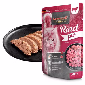 Leonardo Rind pur Pouchbeutel für Katzen 85g