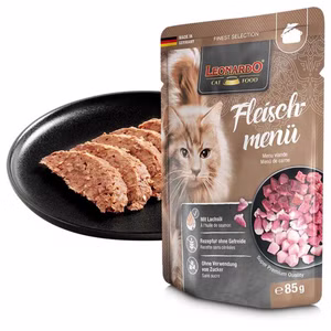 Leonardo Fleischmenü Pouchbeutel für Katzen 85g