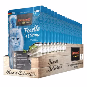 Leonardo Forelle und Catnip Pouchbeutel für Katzen 16x85g