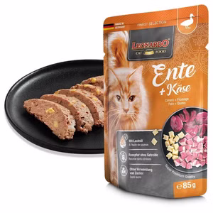 Leonardo Ente und Käse Pouchbeutel für Katzen 85g