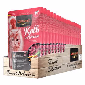 Leonardo Kalb und Gemüse Pouchbeutel für Katzen 85g