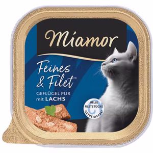 Miamor Feine Filets Geflügel Pur und Lachs für Katzen 100g