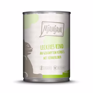 MjAMjAM leckeres Rind an gedämpftem Kürbis für Katzen 6x400g