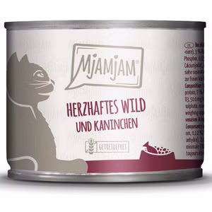 MjAMjAM herzhaftes Wild und Kaninchen an fruchtigen Heidelbeeren für Katzen 200g
