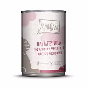 MjAMjAM herzhaftes Wild und Kaninchen an fruchtigen Heidelbeeren für Katzen 400g