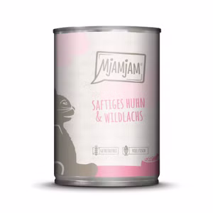 MjAMjAM saftiges Huhn und Wildlachs für Katzen 6x400g