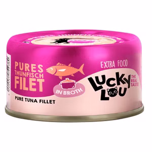 Lucky Lou Extrafood Thunfischfilet in Broth für Katzen 70g Dose