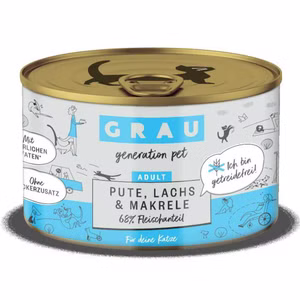 Grau Pute Lachs Makrele Nassfutter für Katzen 200g