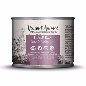 Venandi Animal Ente Pute getreidefreies Futter für Katzen 200g