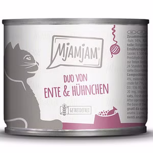 MjAMjAM DUO von zarter Ente und saftiges Hühnchen an Möhrchen für Katzen 200g