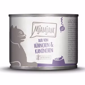 MjAMjAM DUO saftiges Hühnchen Kaninchen an gedämpftem Kürbis für Katzen 200g 