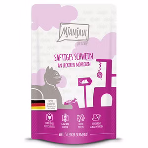 MjAMjAM Quetschie saftiges Schwein an leckeren Möhrchen für Katzen 125g