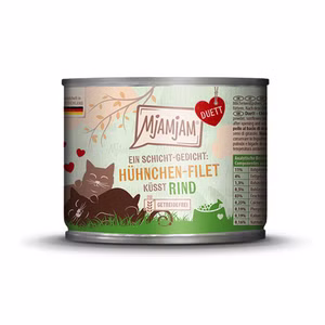 MjAMjAM Duett Hühnchen-Filet küsst Rind für Katzen 190g