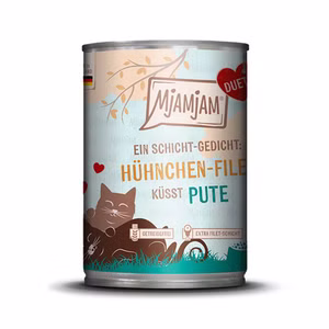 MjAMjAM Duett Hühnchen-Filet küsst Pute für Katzen 6x390g