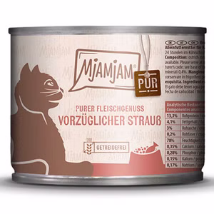 MjAMjAM Purer Fleischgenuss – vorzüglicher Strauß pur Katze 200g
