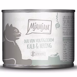 MjAMjAM DUO von vorzüglichem Kalb und Hering für Katzen 200g