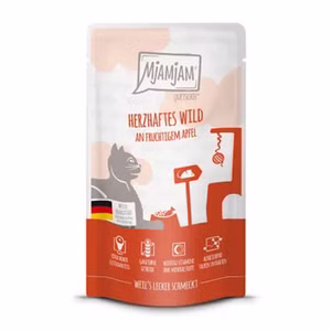MjAMjAM Quetschie herzhaftes Wild an fruchtigem Apfel für Katzen 125g