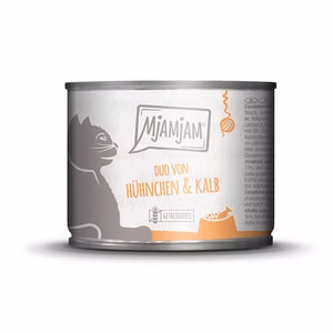 MjAMjAM DUO von zartem Hühnchen und Kalb an gedämpftem Kürbis für Katzen
 200g