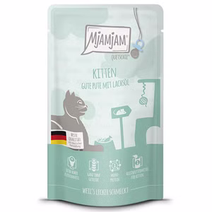 MjAMjAM Quetschie Kitten gute Pute mit Lachsöl  125g