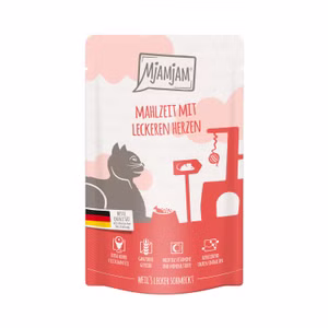 MjAMjAM Quetschie Mahlzeit mit leckeren Herzen für Katzen 125g