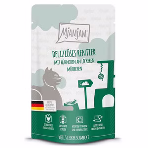 MjAMjAM Quetschie deliziöses Rentier mit Hühnchen für Katzen 125g