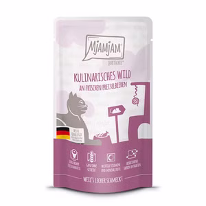 MjAMjAM Quetschie kulinarisches Wild an frischen Preiselbeeren für Katzen 125g