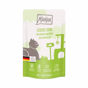 MjAMjAM Quetschie leckeres Rind an gedämpftem Kürbis für Katzen 125g