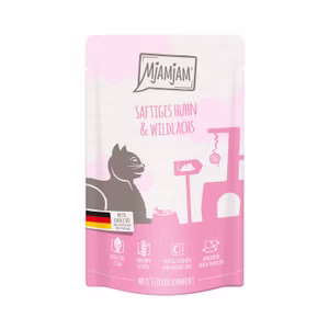 MjAMjAM Quetschie saftiges Huhn und Wildlachs für Katzen 125g