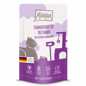 MjAMjAM Quetschie schmackhafter Truthahn an leckeren Möhrchen für Katzen 125g