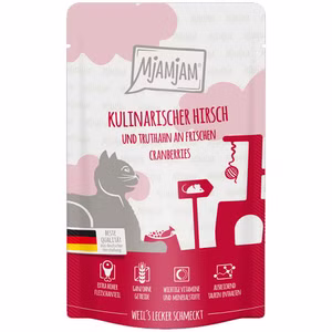 MjAMjAM Quetschie kulinarischer Hirsch und Truthahn für Katzen 125g