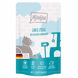 MjAMjAM Quetschie zarte Ziege an leckeren Möhrchen für Katzen 125g