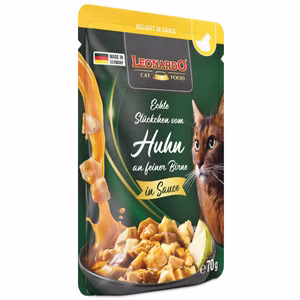 Leonardo Delight in Sauce Echte Stückchen vom Huhn an feiner Birne 70g