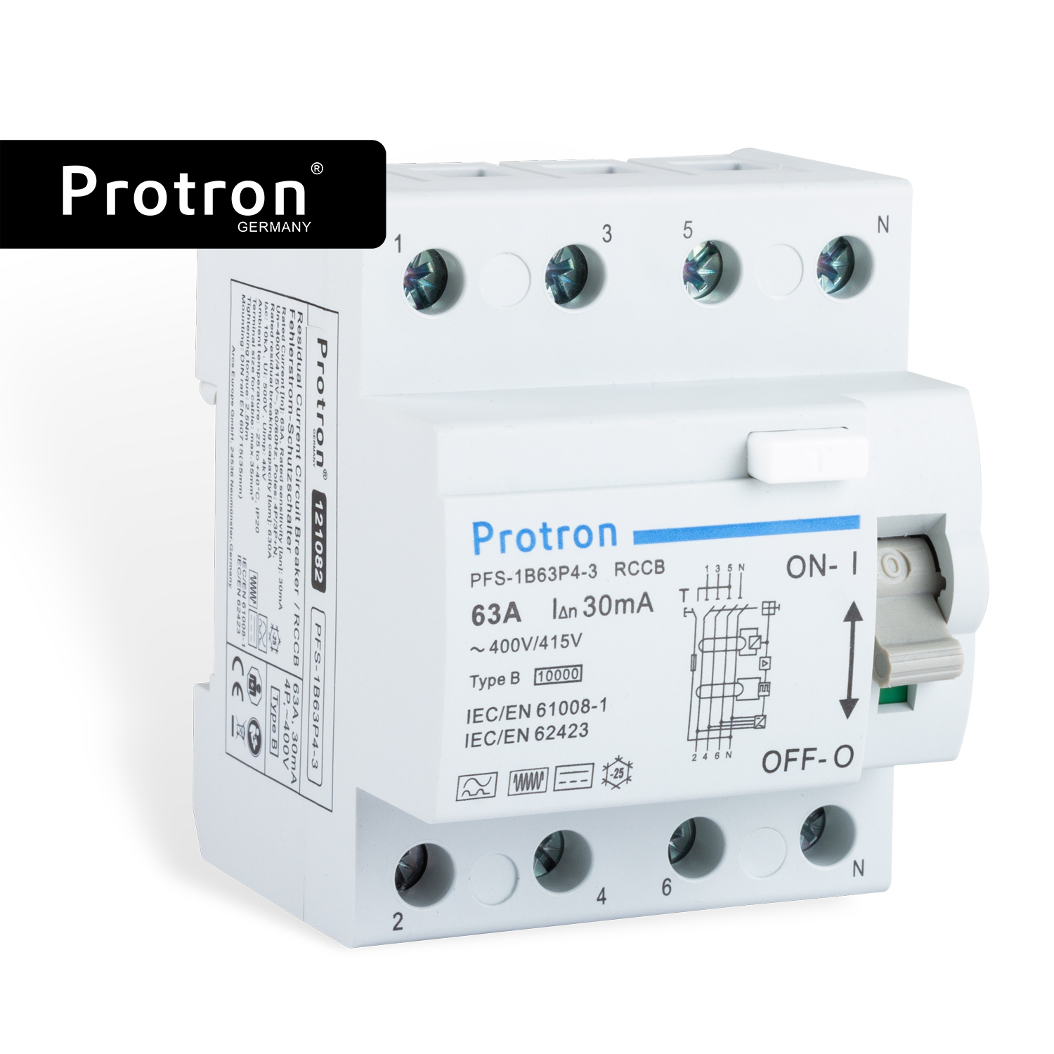 WITTKOWARE FI-Schalter RCD NF12BK-40A/0,03 – Typ B, 2-polig, 40 A, 30 MA, Allstromsensitiv, Für DIN-Schiene FI-Schalter Typ B