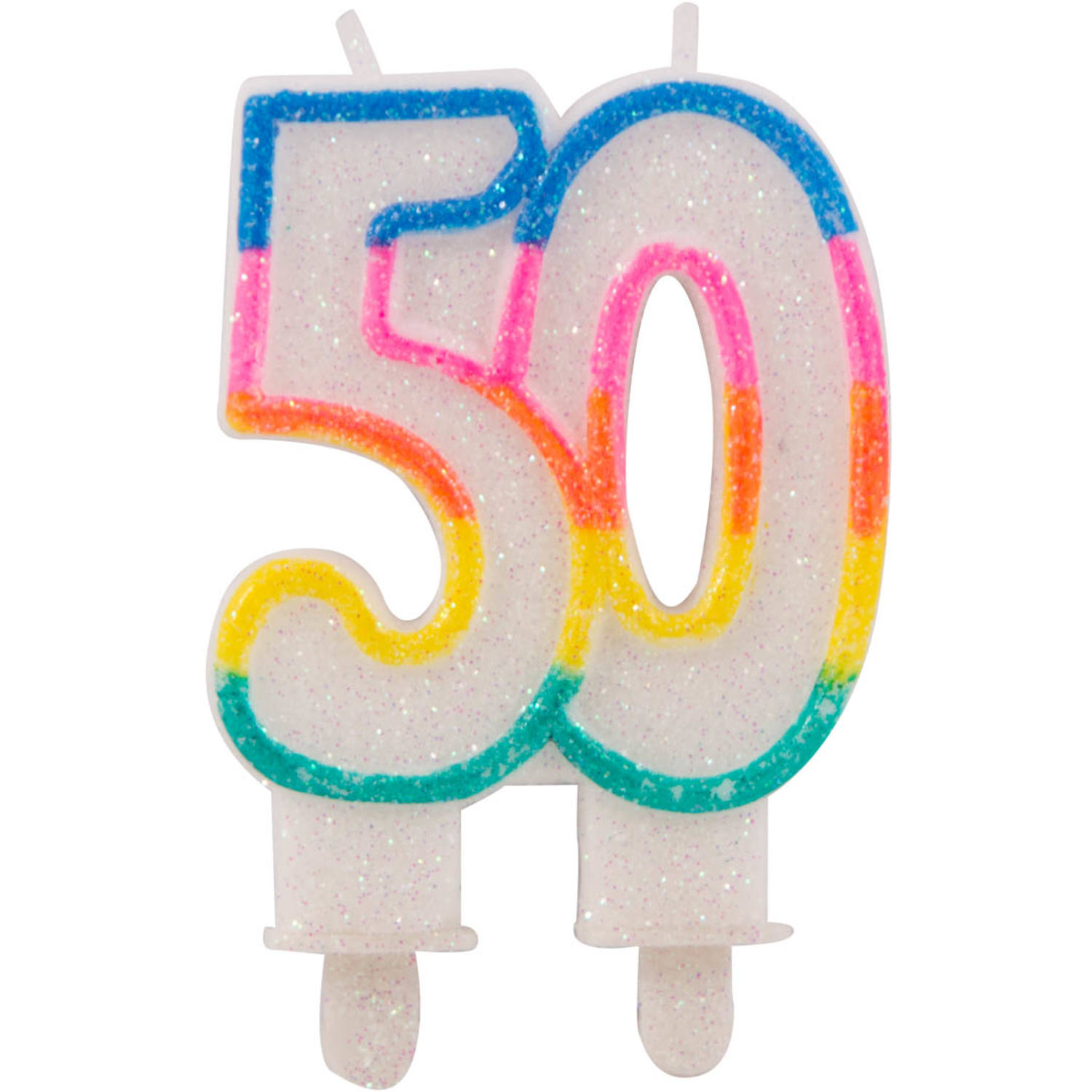 Folat Weiss 50. Geburtstag Glitzerkerze (1 Stk.) - Image 2