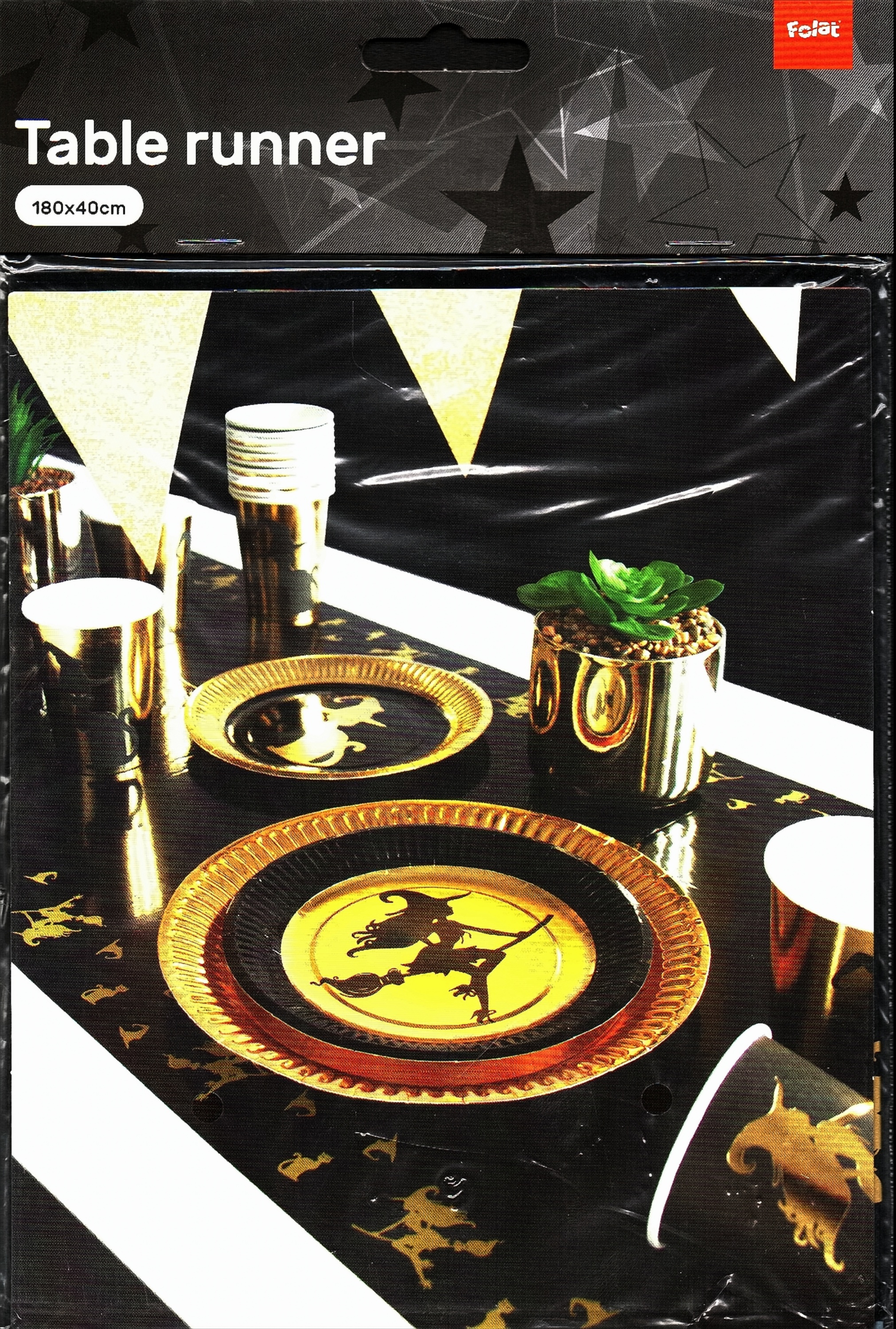 Schwarz Goldene Hexe Tischläufer 40X180cm
