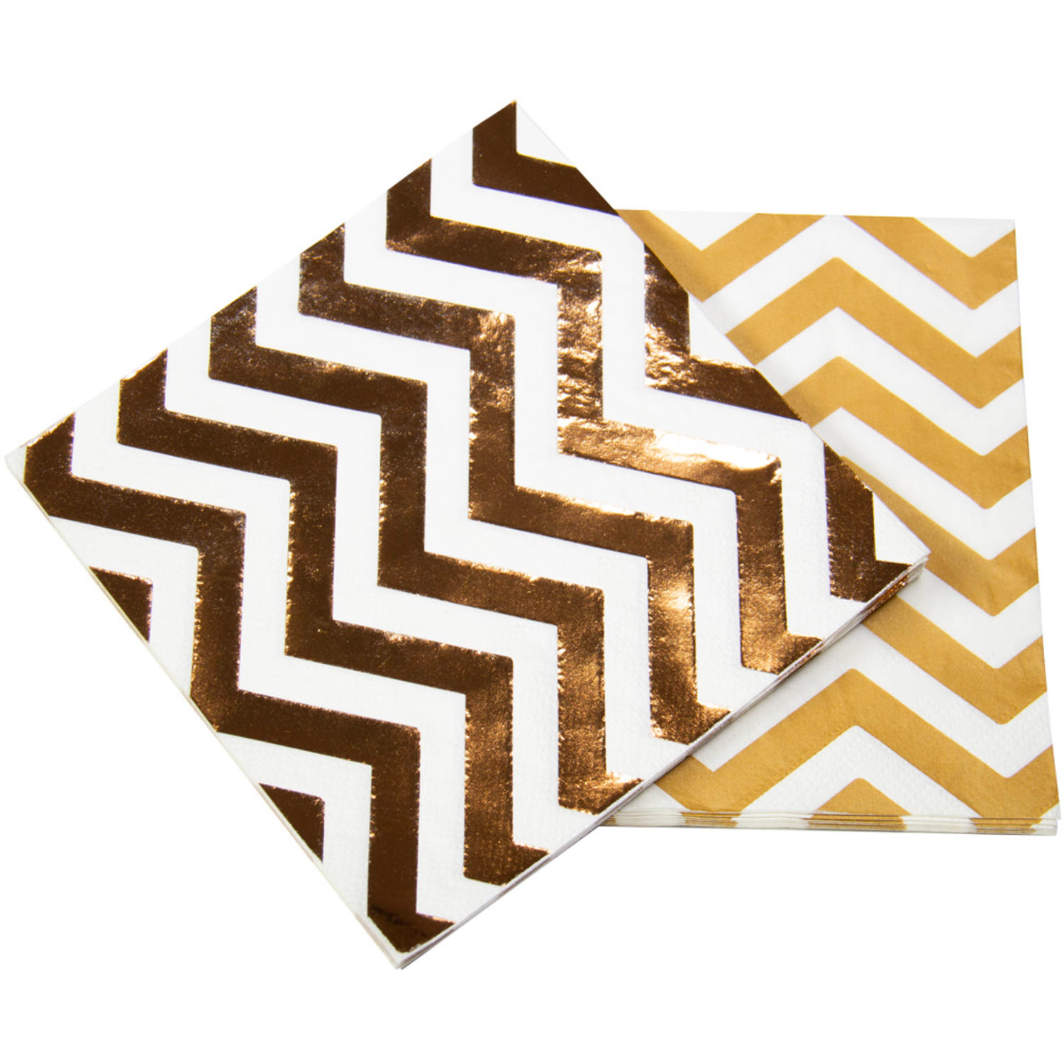 Licht/Gold/Grau Roséfarbene Metallic Servietten Zickzack 33 X 33 Cm - 20 Stück