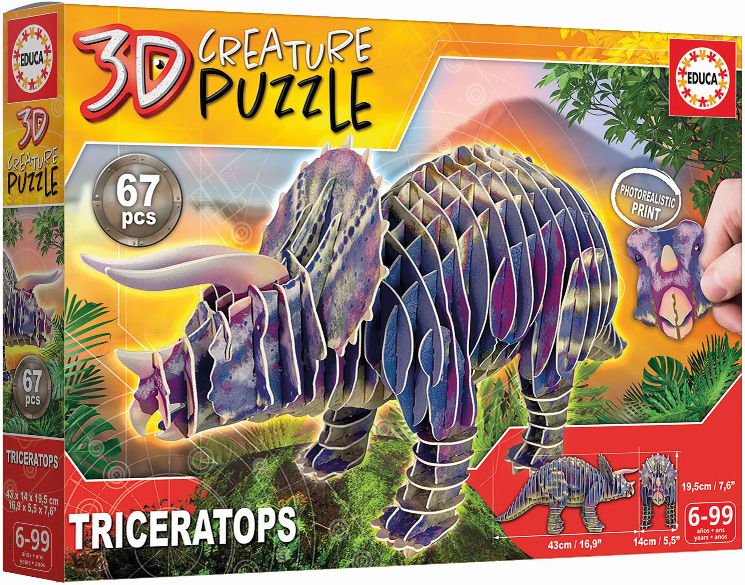 Educa Mehrfarbig D Triceratops Puzzle (67 Teile) - Bild 3